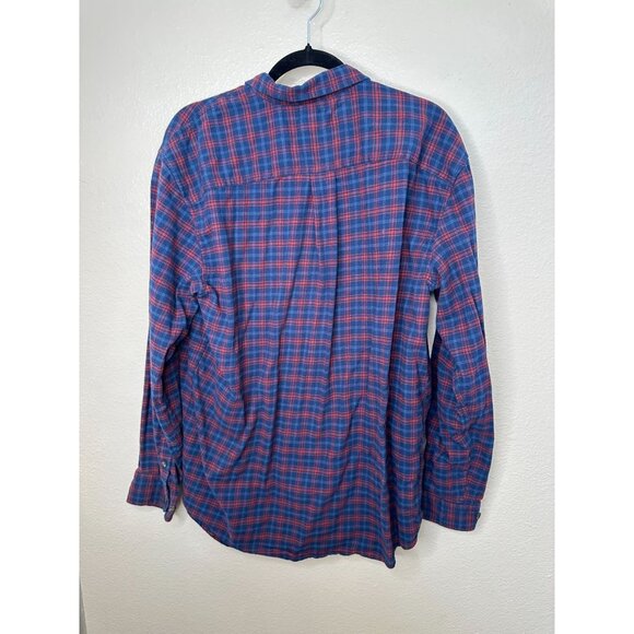 Dickies Mens Relaxed Fit Blue Red Plaid Flannel Button-Up L long sleeve collared - Picture 7 of 8